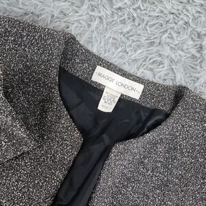 Vintage Maggy London Womens 8 Black / White Speckled Long‎ Sleeve Crop Jacket